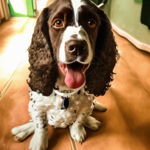 Cute Springer Spaniel Portrait in Retro Cartoon Style