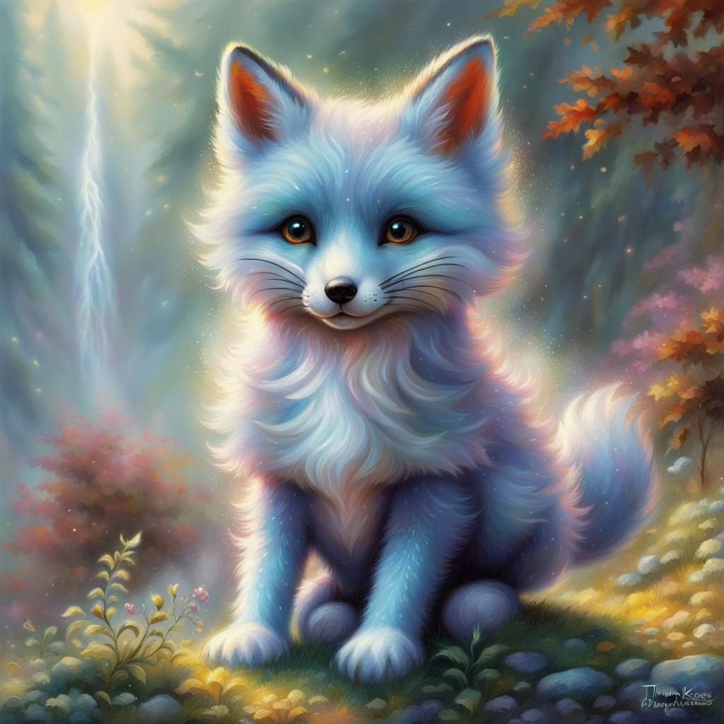 Ethereal Fox in a Luminous Fantasy Landscape