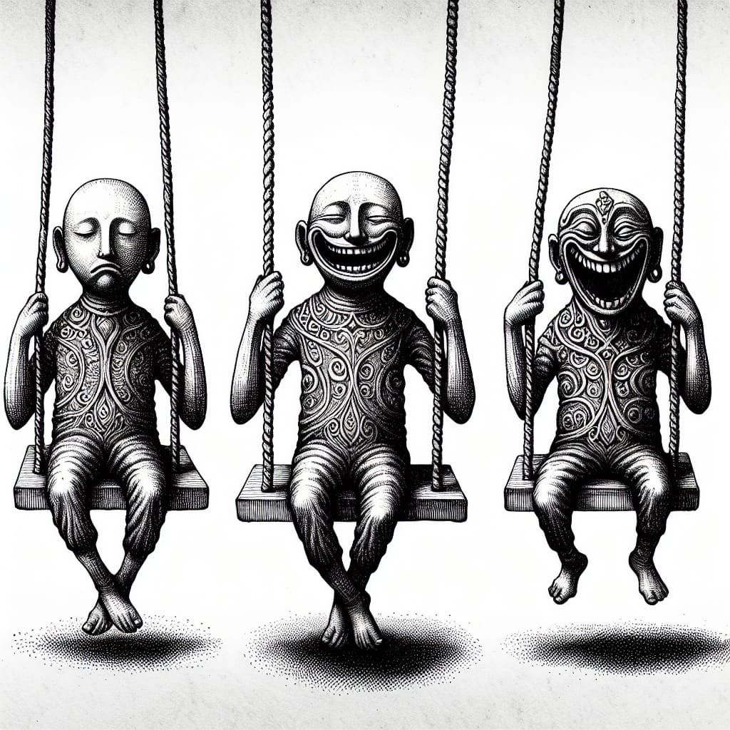 Anthropomorphic Swings Depicting Varied Emotions as Pen and ...