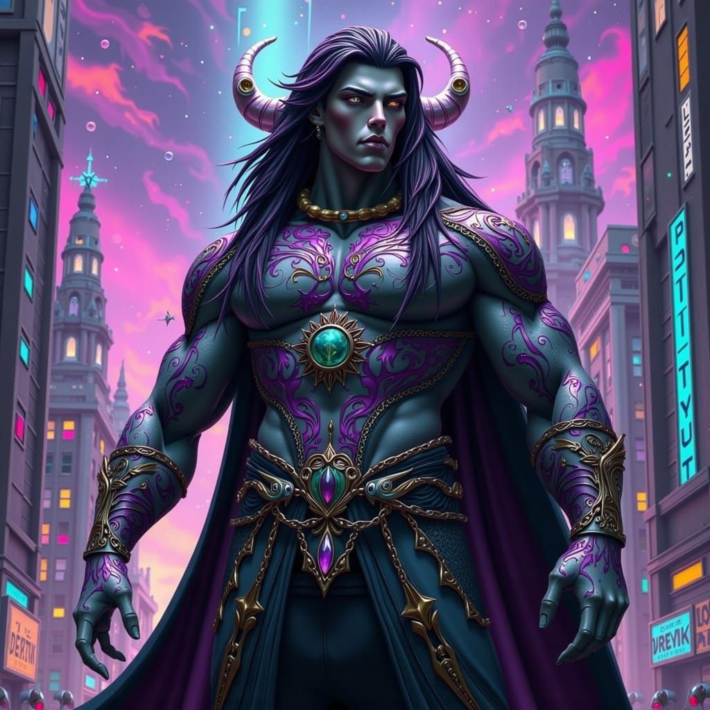 Otherworldly Fae Villain Exudes Primal Energy in Cityscape S...