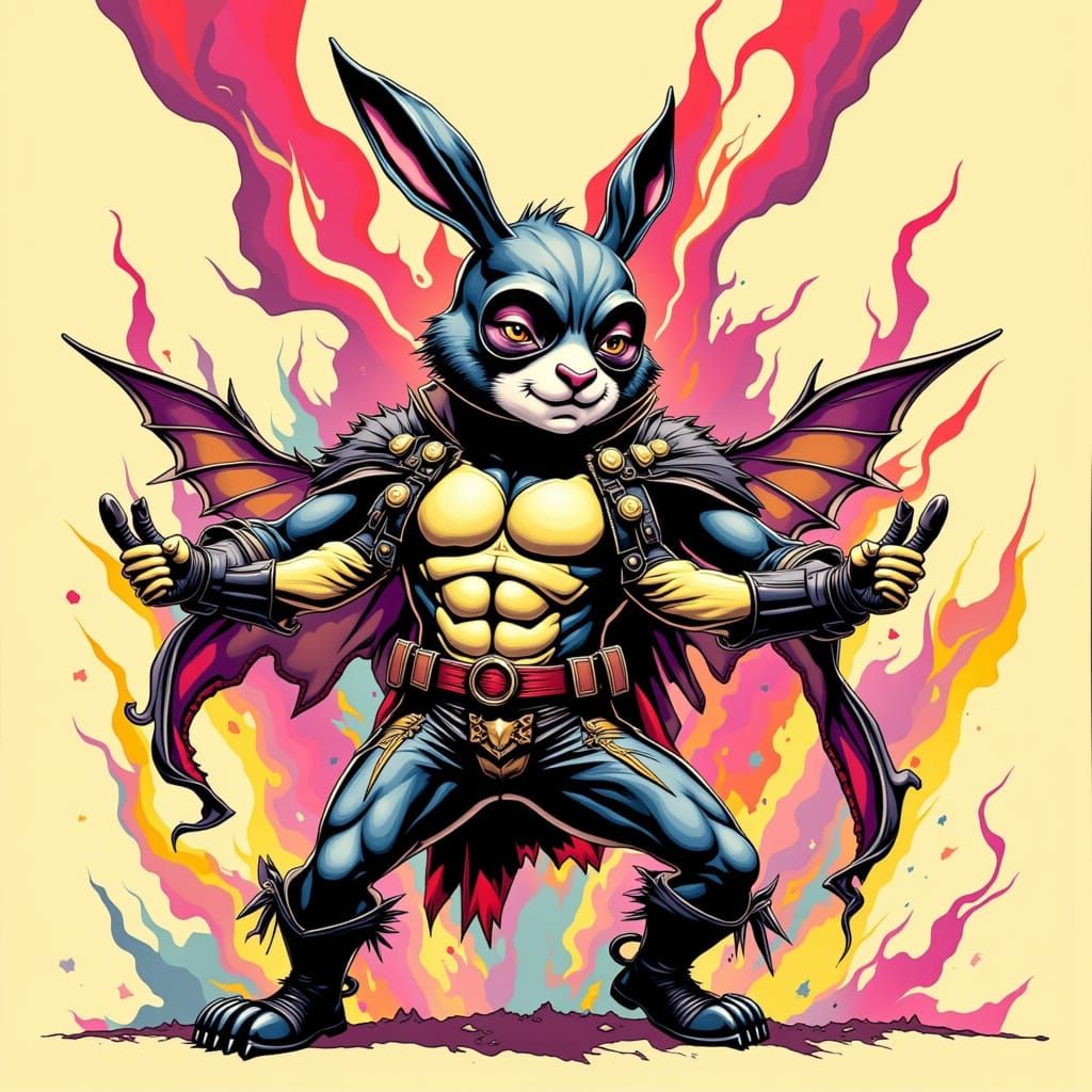 Bunny Superhero in Comic Book Style