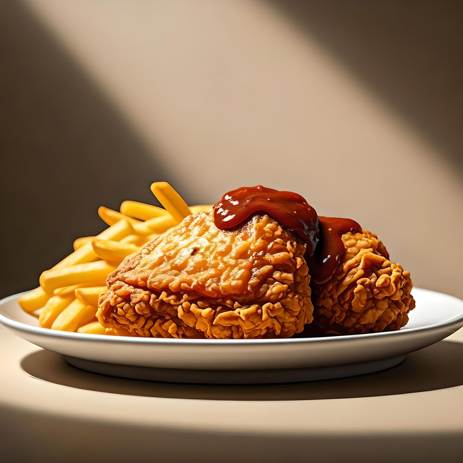 Crispy Fried Chicken and Fries Still-Life