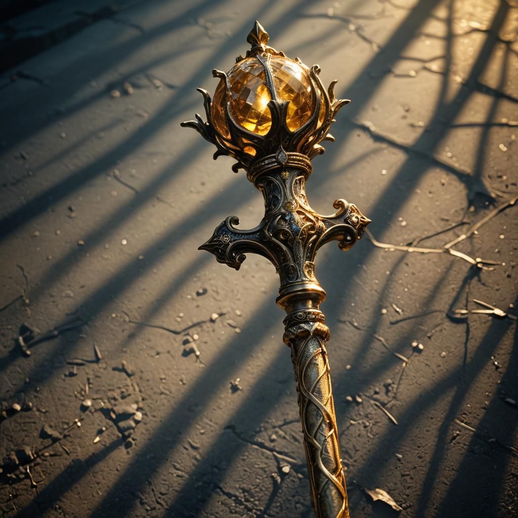 Intricate Scepter in Golden Light: Cinematic HDR Photo
