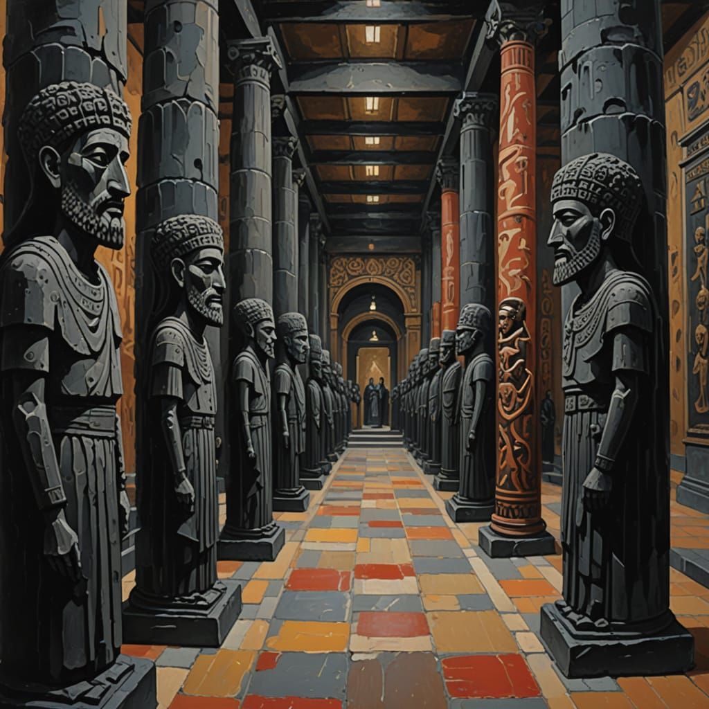 Gallery of Funerary Masks in Gouache Style