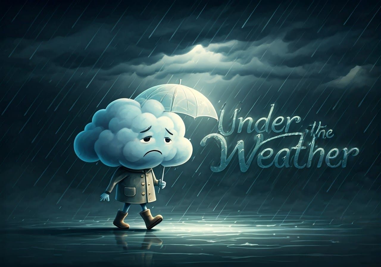 Sad Cloud Walks in Storm as Digital Art