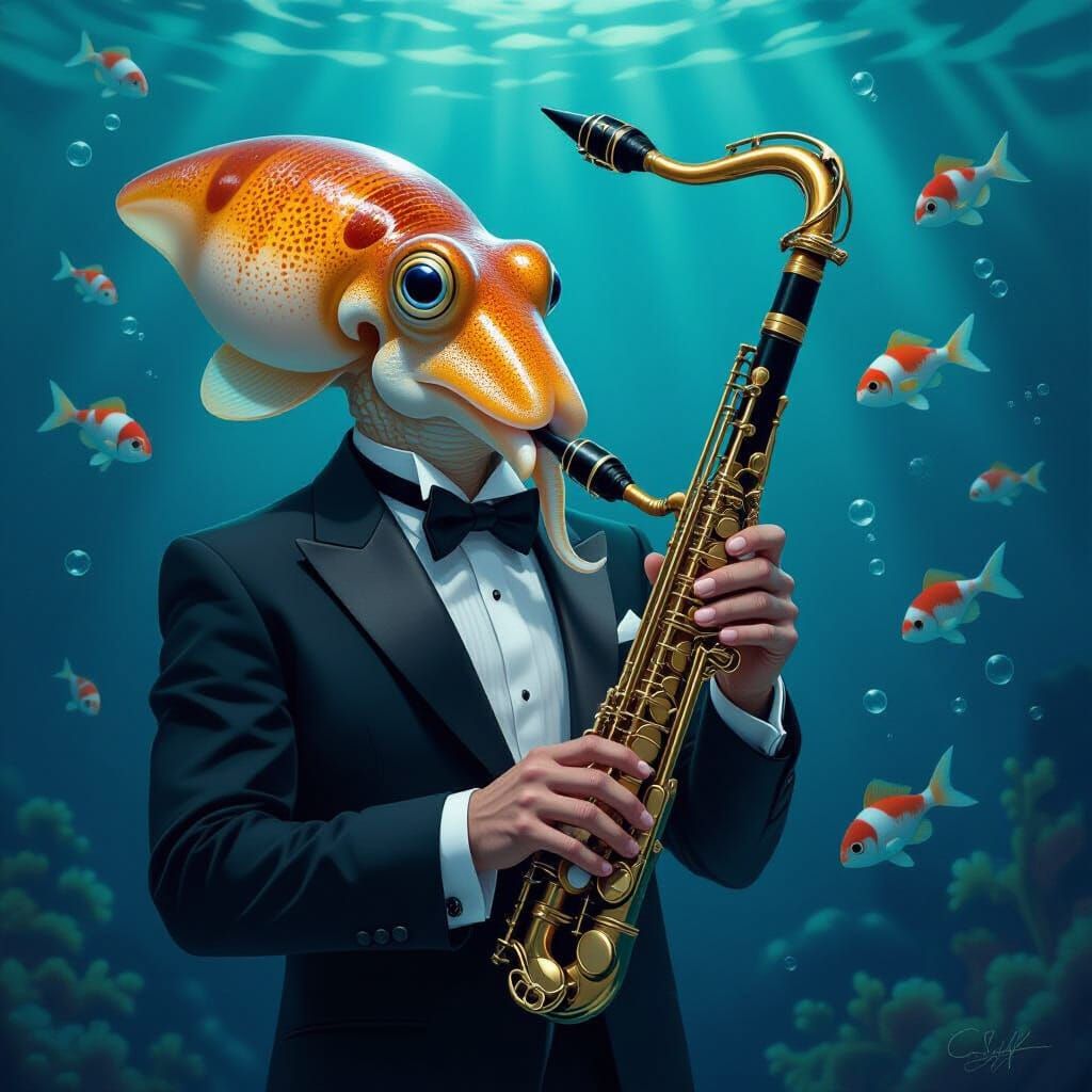 Squid Clarinetist in Dreamy Aquatic Style