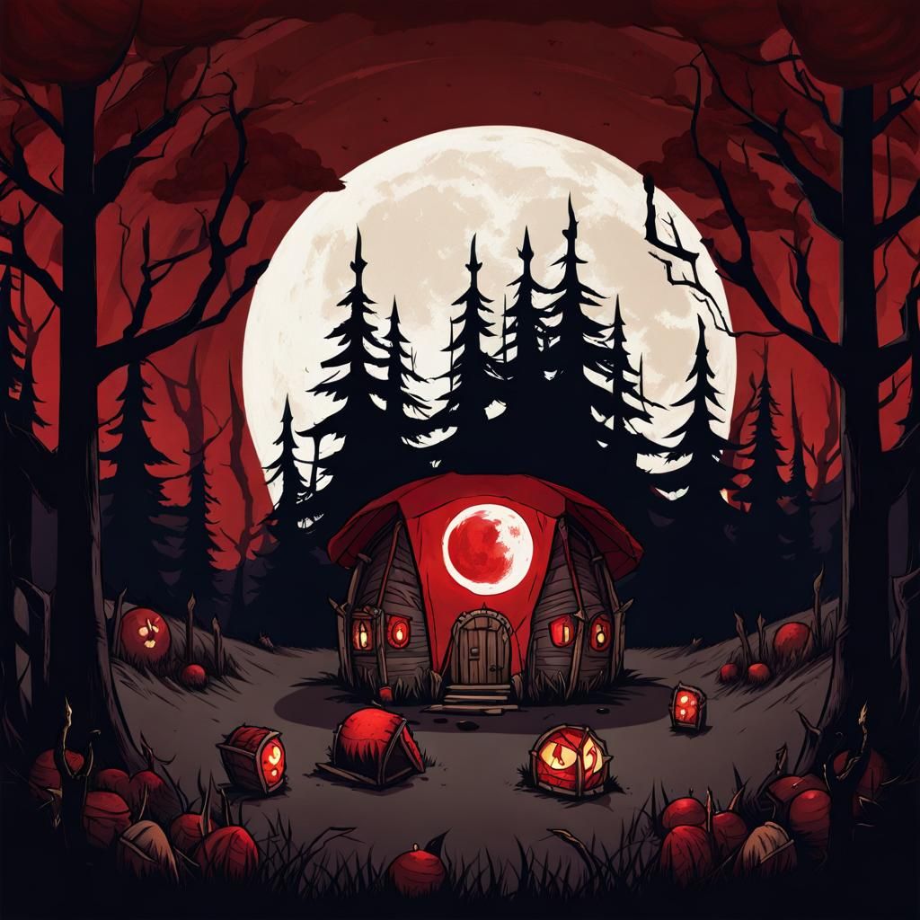 Blood Moon Rising in Don't Starve Style