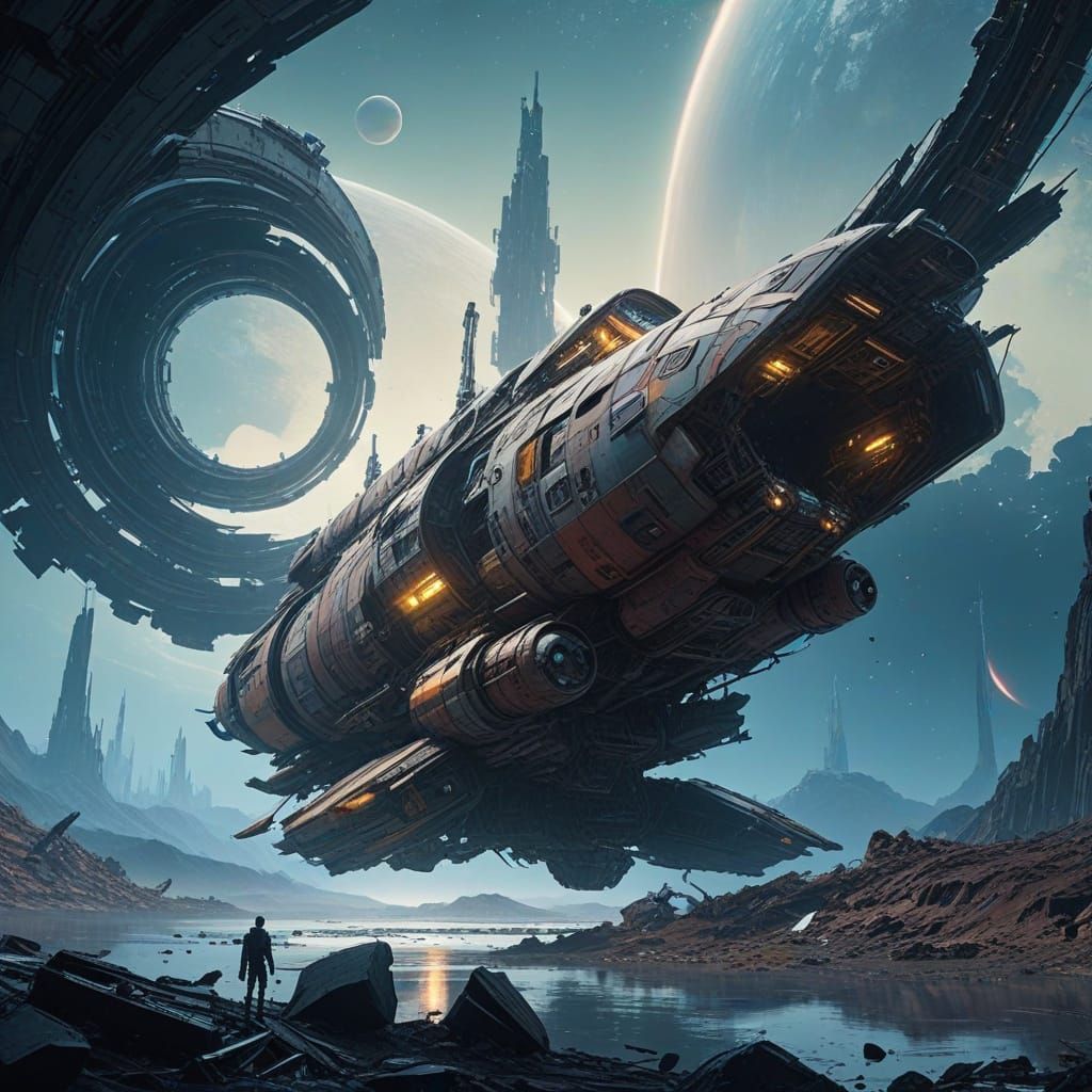 Surreal Sci-Fi Landscape in a Dreamlike Galaxy