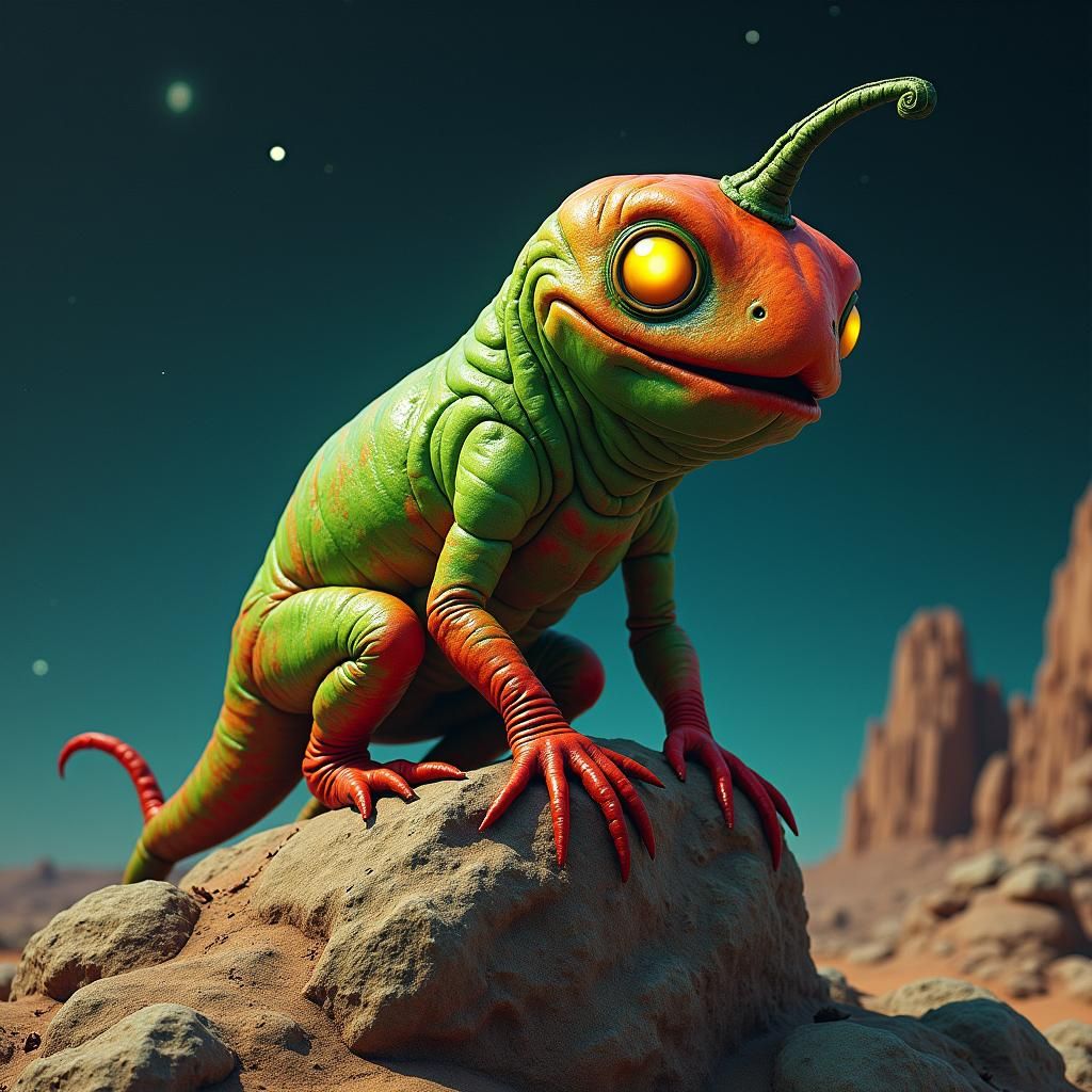 Chilli Pepper Alien Creature in Surrealist Style