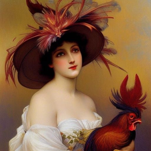Rooster Hat in Art Nouveau Style