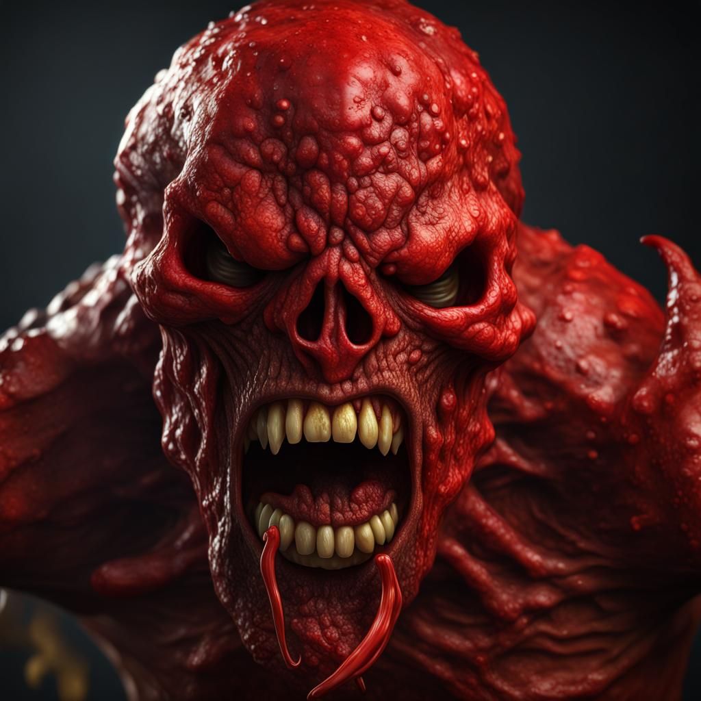 Demonic Carolina Reaper Pepper Zombie, Dark Fantasy Art