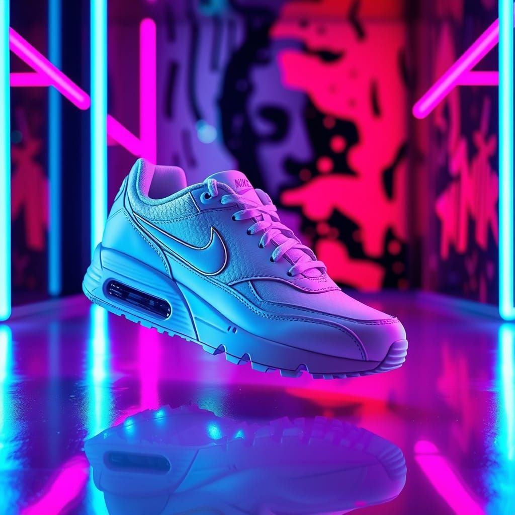 Nike Air Max Sneakers in Surreal Neon Lighting