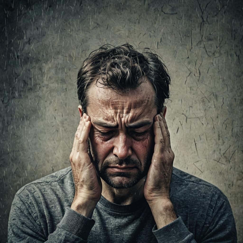 Sad Man About to Cry: Photo Illustration