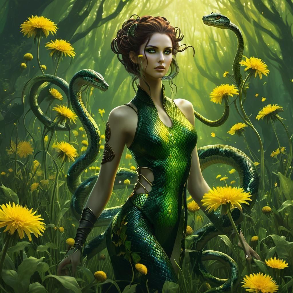 The Snake Queen Wends her Way Through the Overgrown Lawn