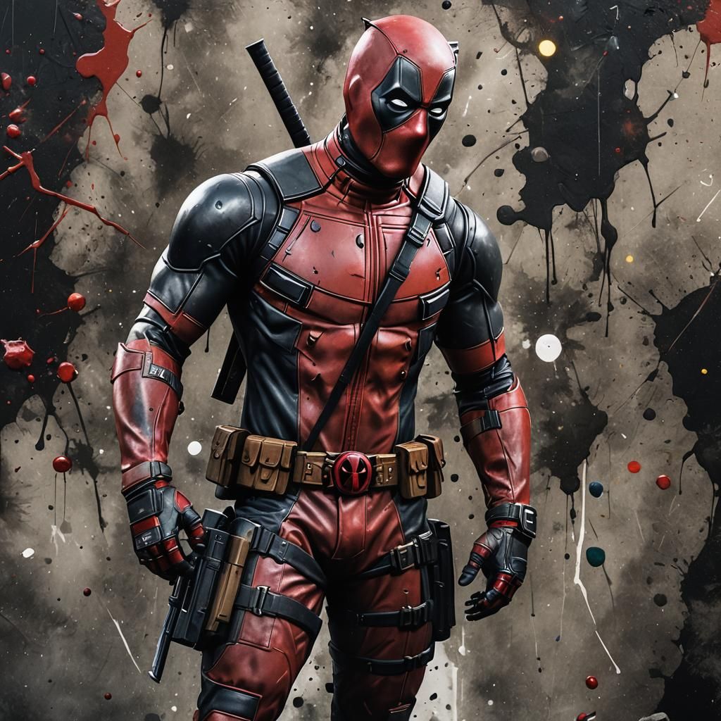 Fantastical Surreal Deadpool in Splash Art Style