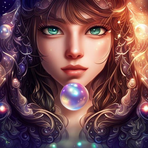 Anime Elf Girl Portrait with Mirror Reflection