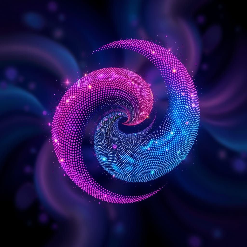 Colorful Yin and Yang of Shimmering Dots in 3D