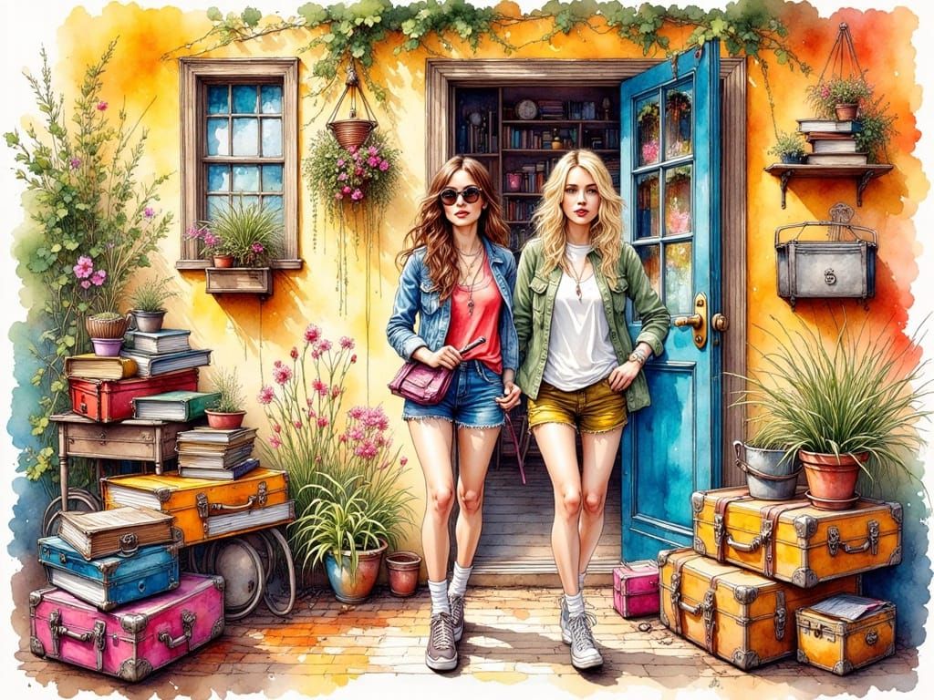 College Roommates in Vibrant 80s Summer