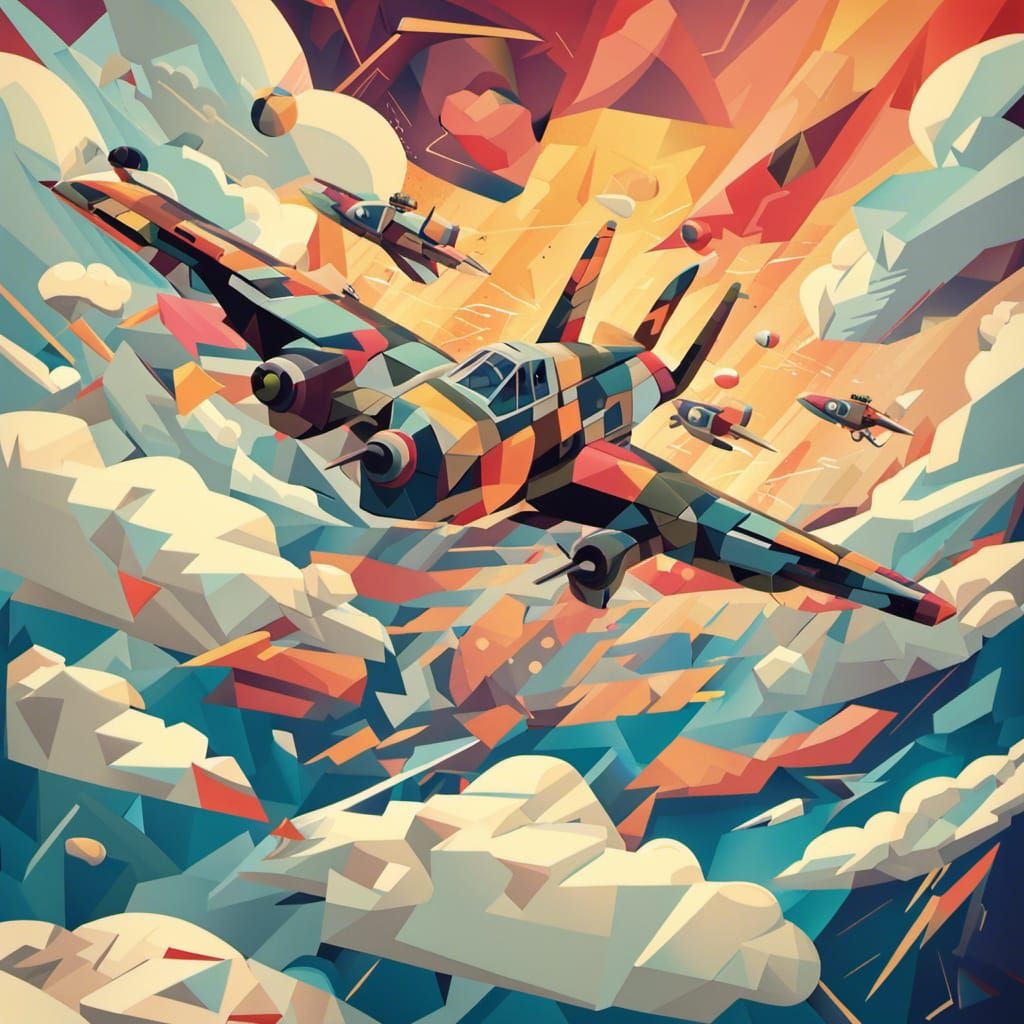 A10 Tank Buster in Cubist Art Deco Style