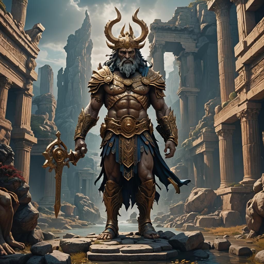 Greek God Cronos in Detailed Matte Painting