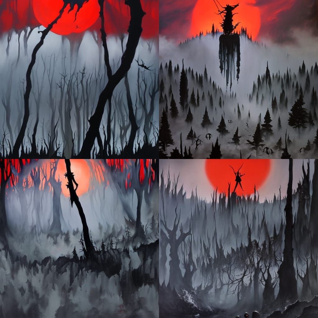 Horror version of Totoro, central position, bloody and menac...