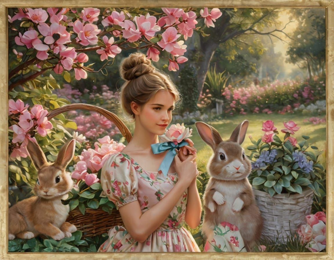 Whimsical Morning in a Lush Garden