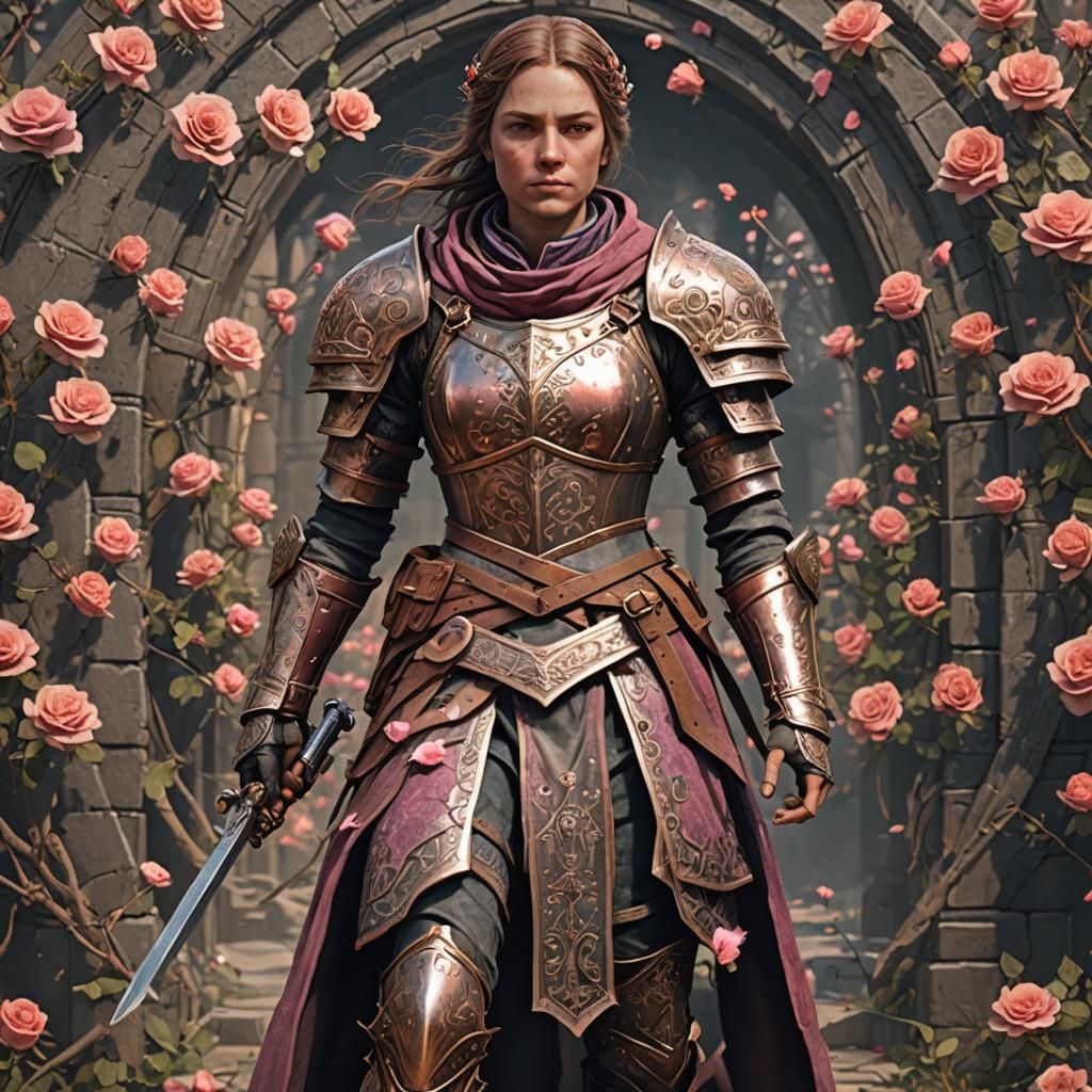 Medieval Champion in Rose Iron Armor