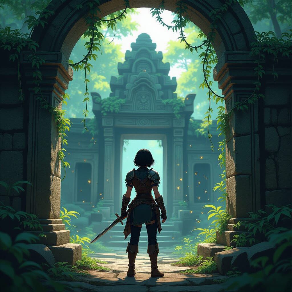 Adventurer in Enchanted Forest Temple