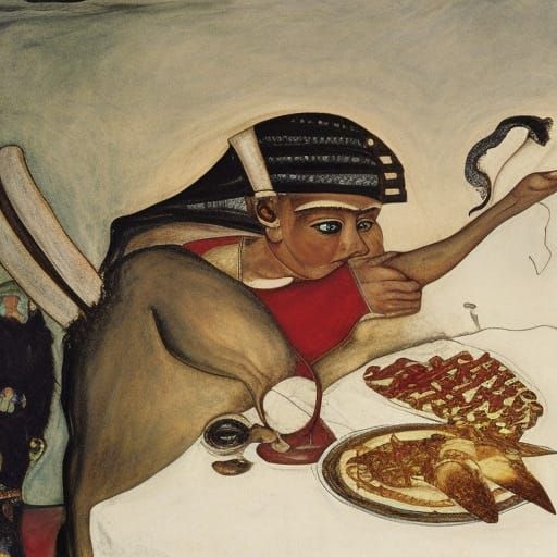 Hedgehog Tutankhamun Feast: Blake and Schiele Style
