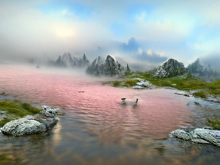 A pink alpine tarn