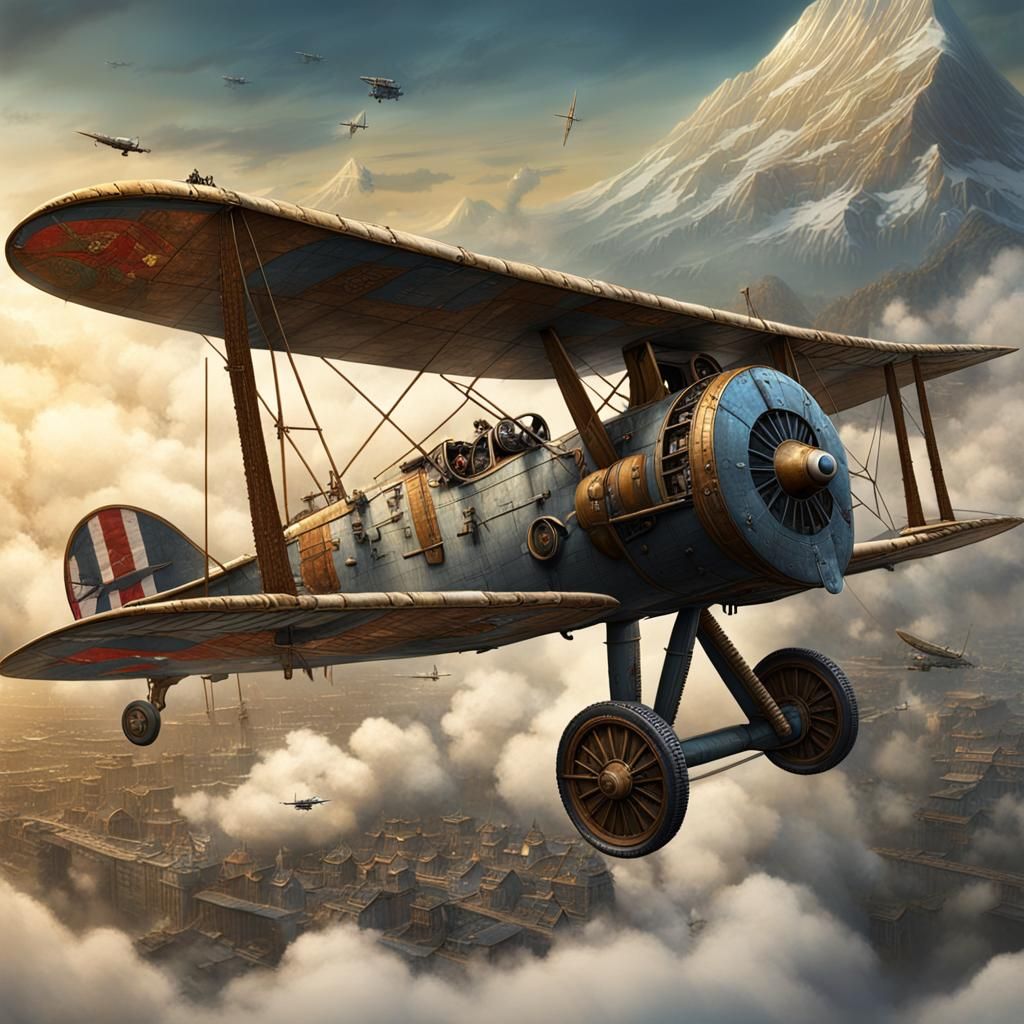 World War 1 Airplane in Detailed Matte Painting