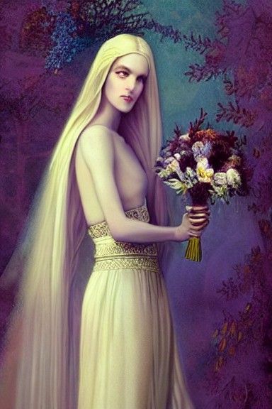 Gothic Androgynous Odalisque in Winter Hues