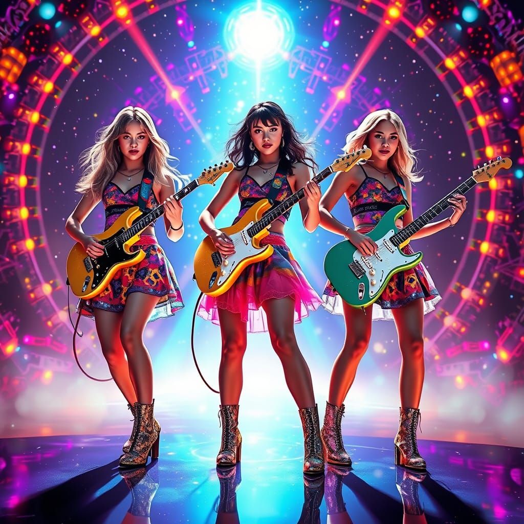 Cosmic Guitar Heroines Unite on a Vibrant Stage