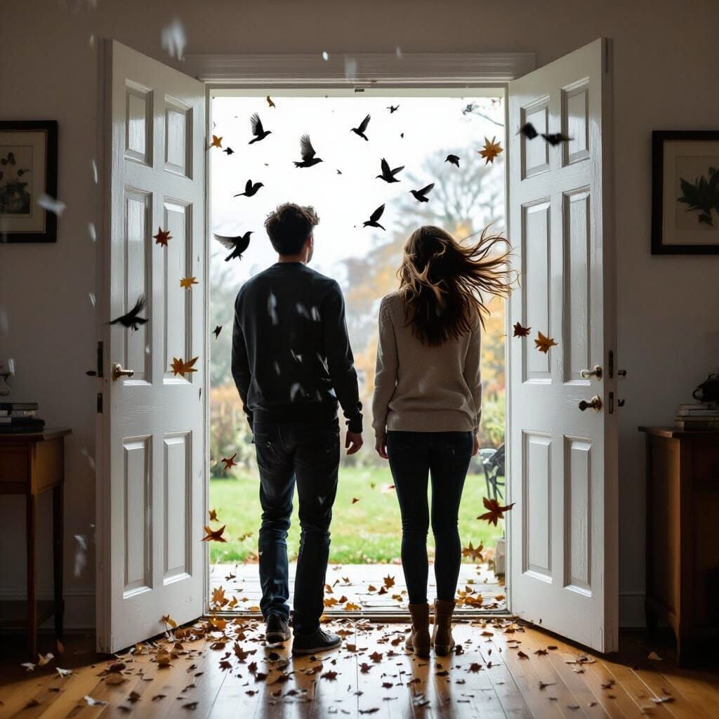 Couple Swept Away by Wind and Storm