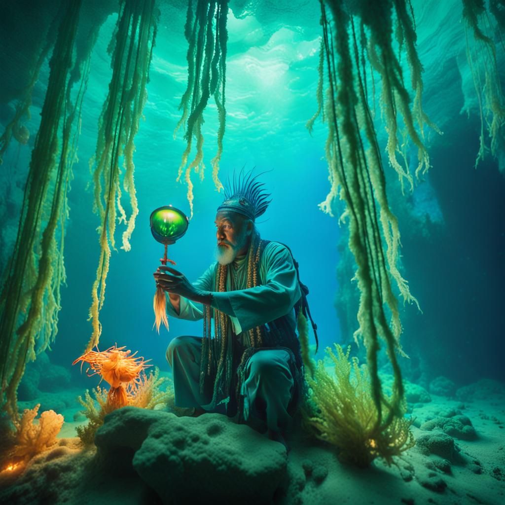 Prawn Shaman Ritual in Underwater Cave