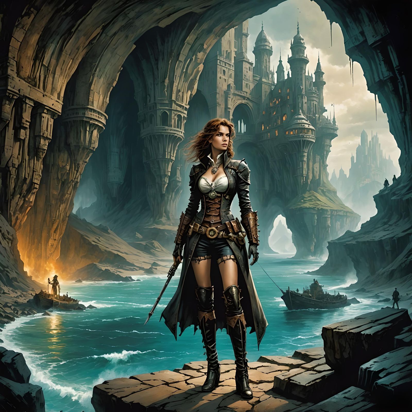 Steampunk Adventuress at Underground Sea Edge