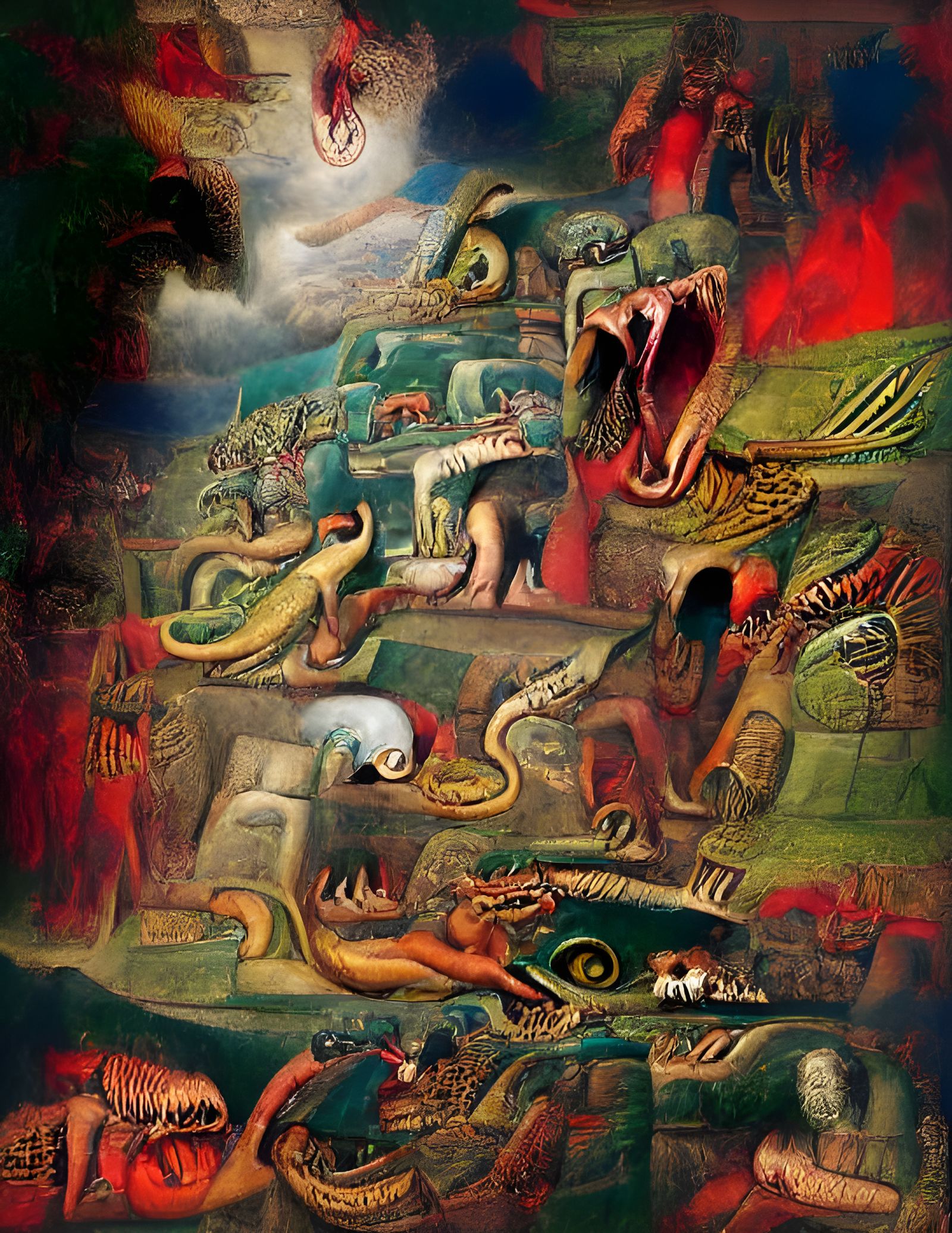 Fantastic Dragons Devour Crowds in a Masterpiece Painting