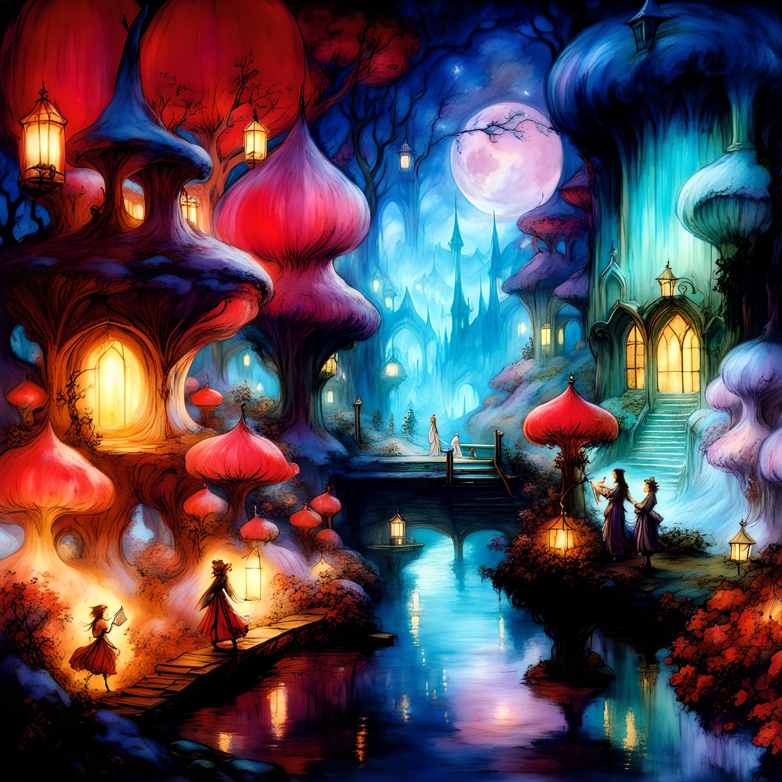 Fantasy fairy world  🔴🟣🔵 by Arthur Rackham