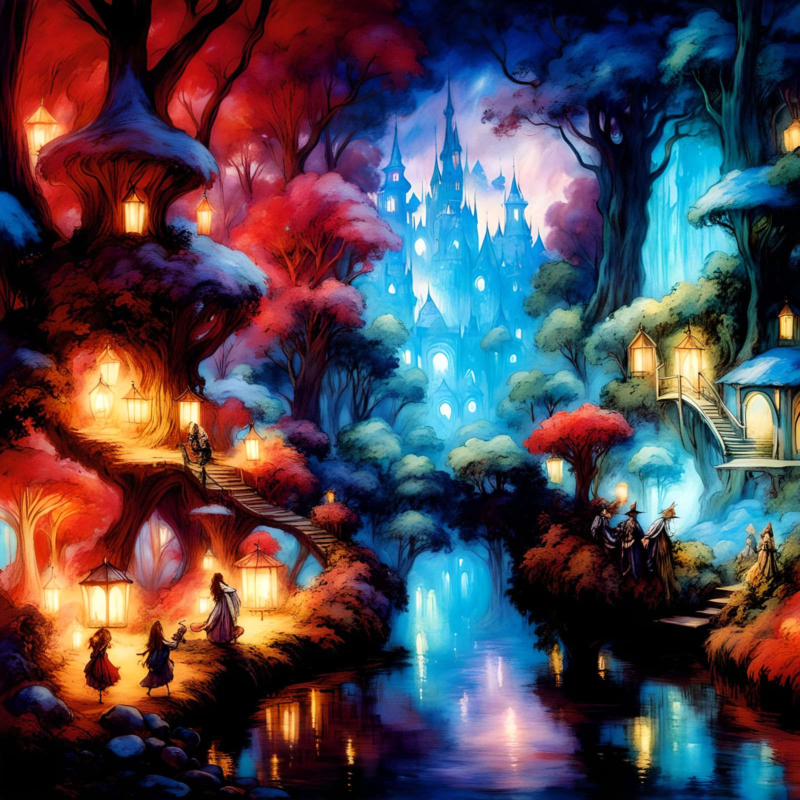 Fantasy fairy world  🔴🟣🔵 by Arthur Rackham