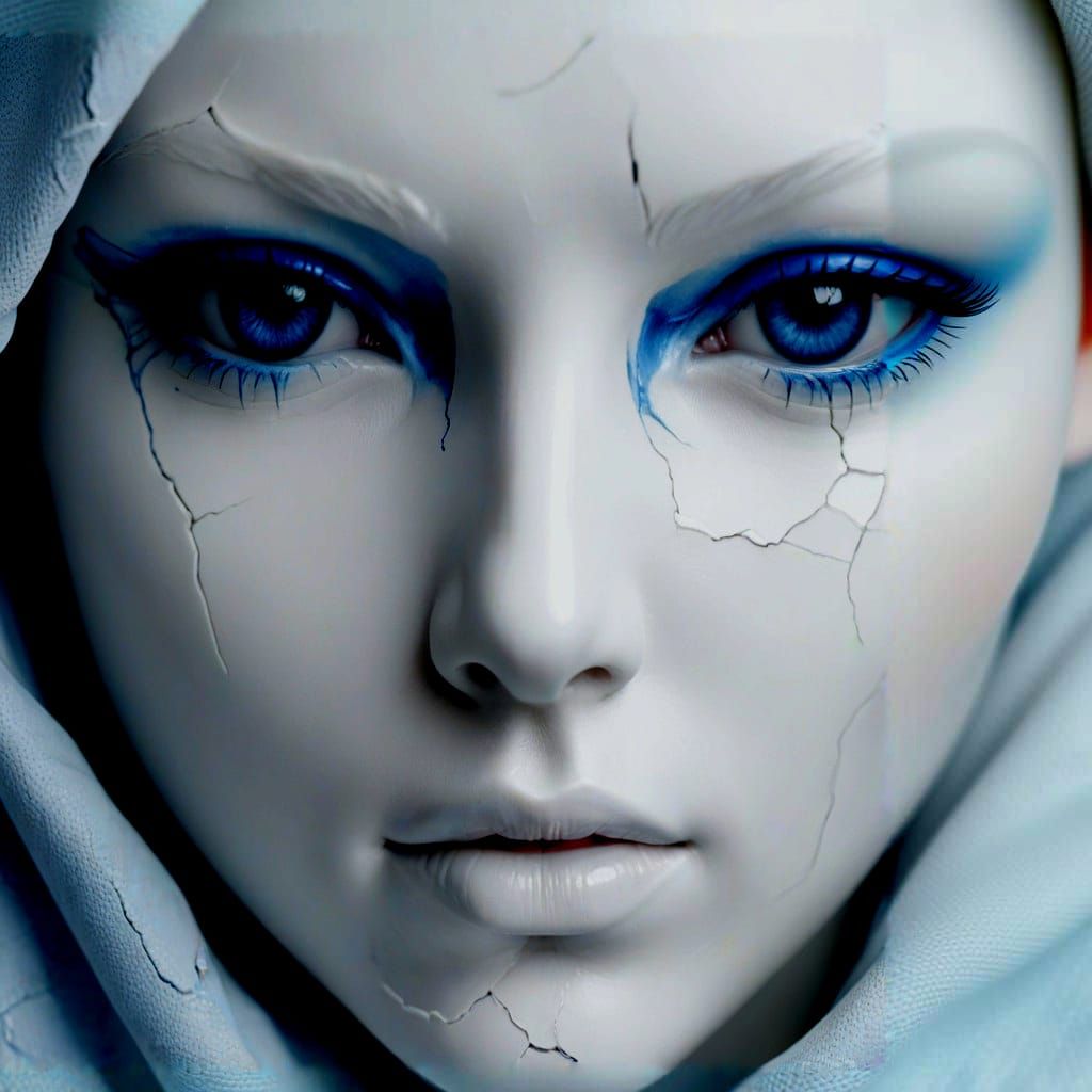 Delicate Porcelain Beauty in Soft Blues