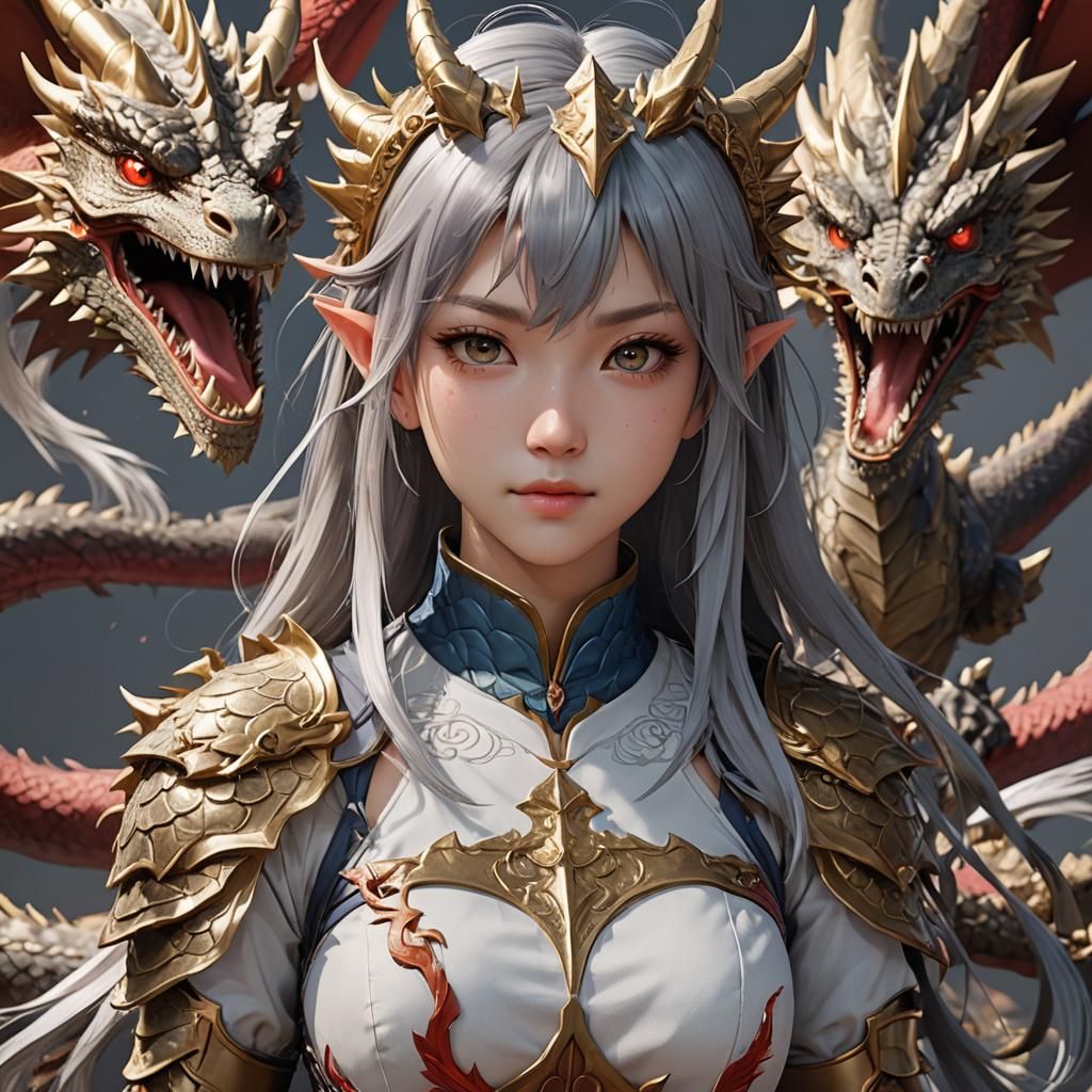 Anime-Style Dragon Girl Concept Art