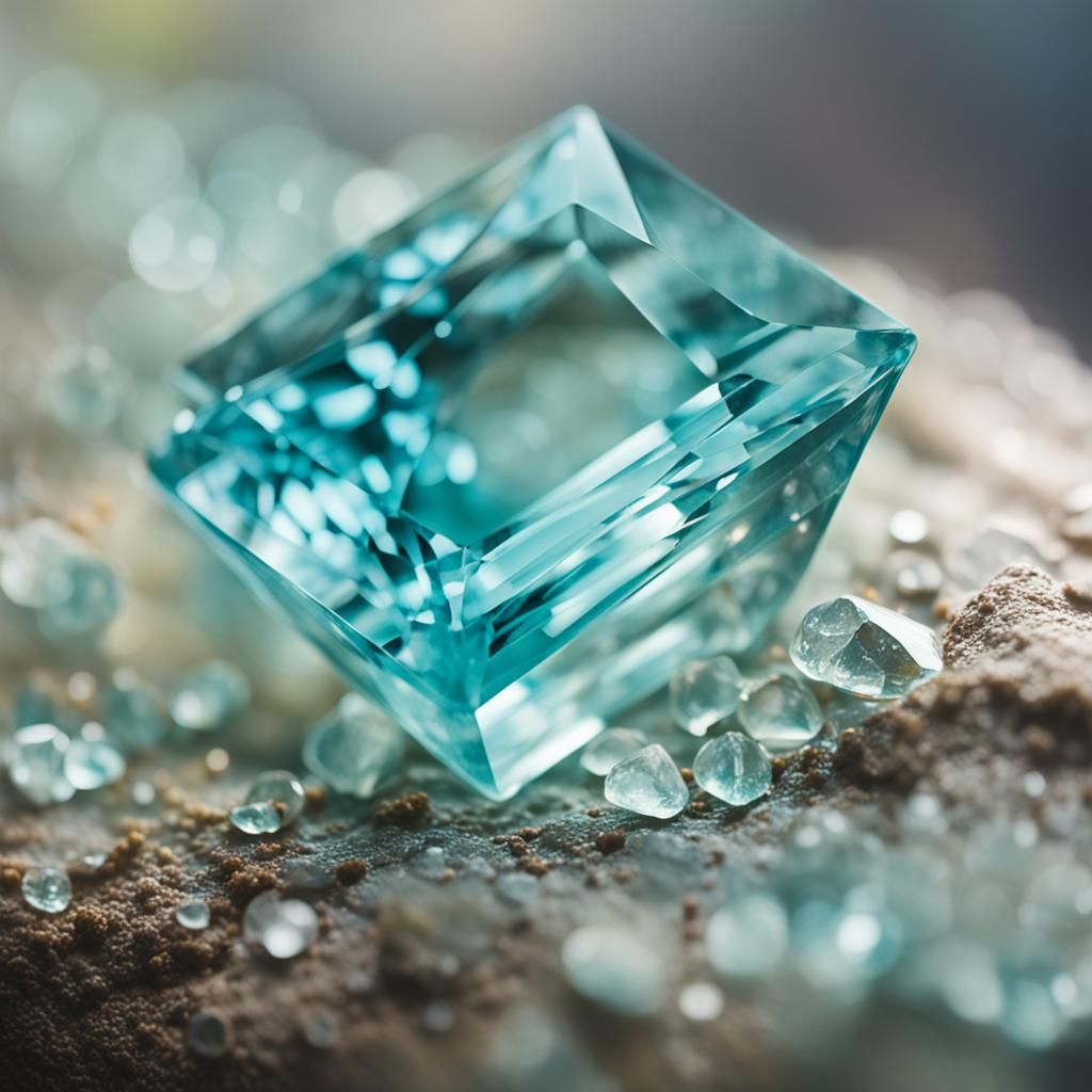 Aquamarine Gemstone Close-Up: Professional Photography