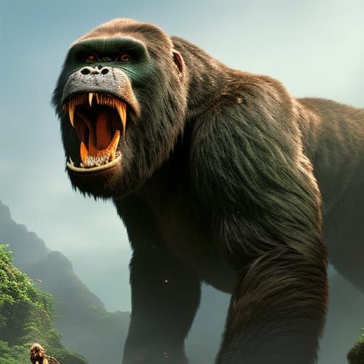 Hyperrealistic King Kong Concept Art in Color