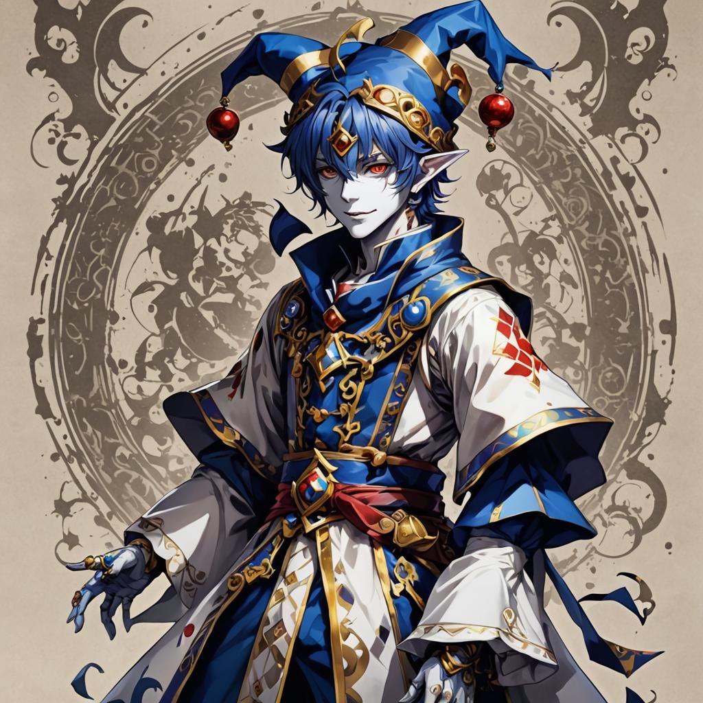 Anime Style Male Jester with Unique Design