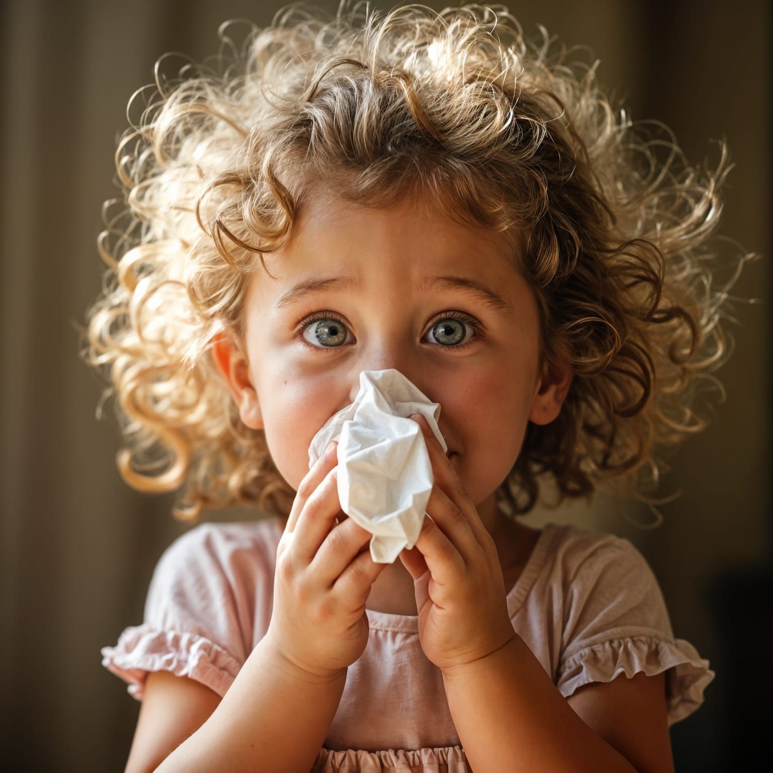 Whimsical Girl's Frozen Sneeze in Matte Photo
