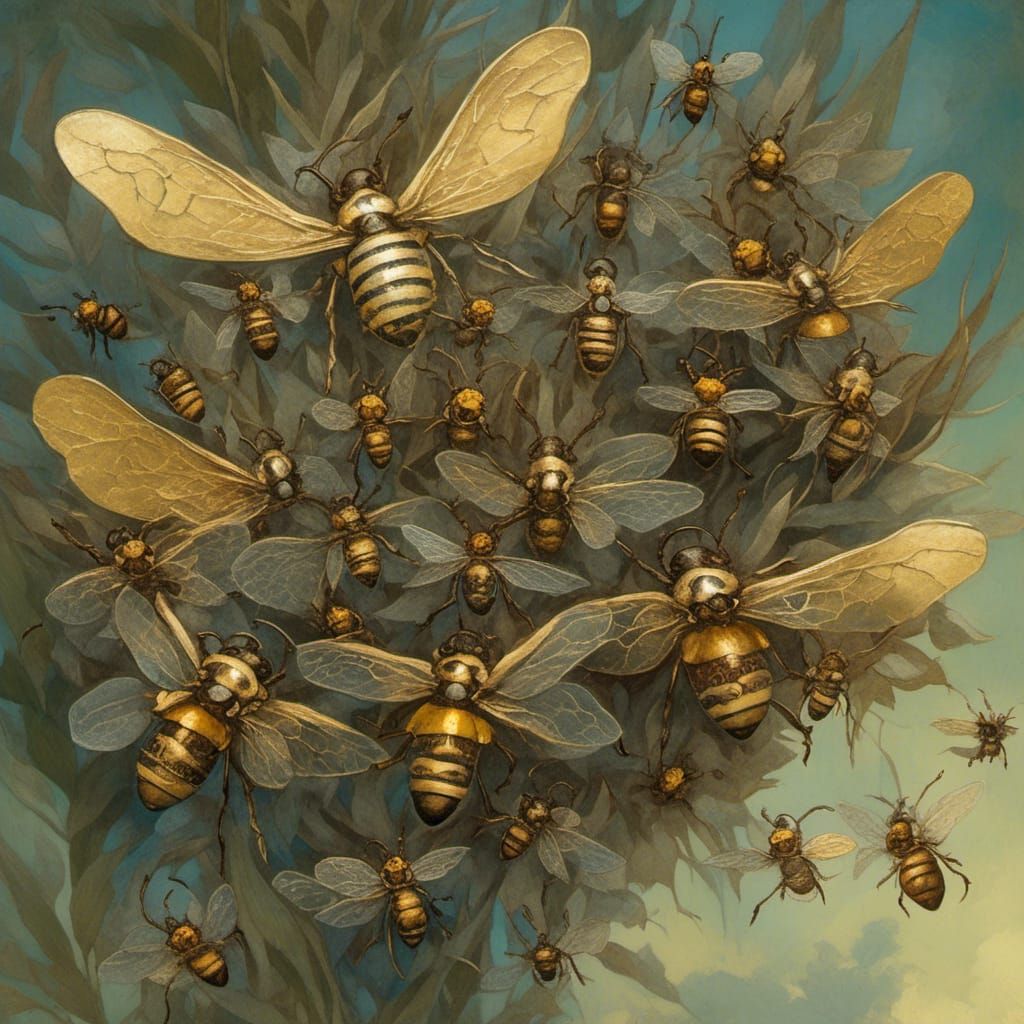 Wasps Dance Around Hive at Dusk
