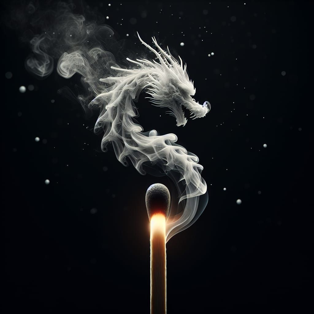 Dragon Emerges From Smoke: Octane Rendered Photography