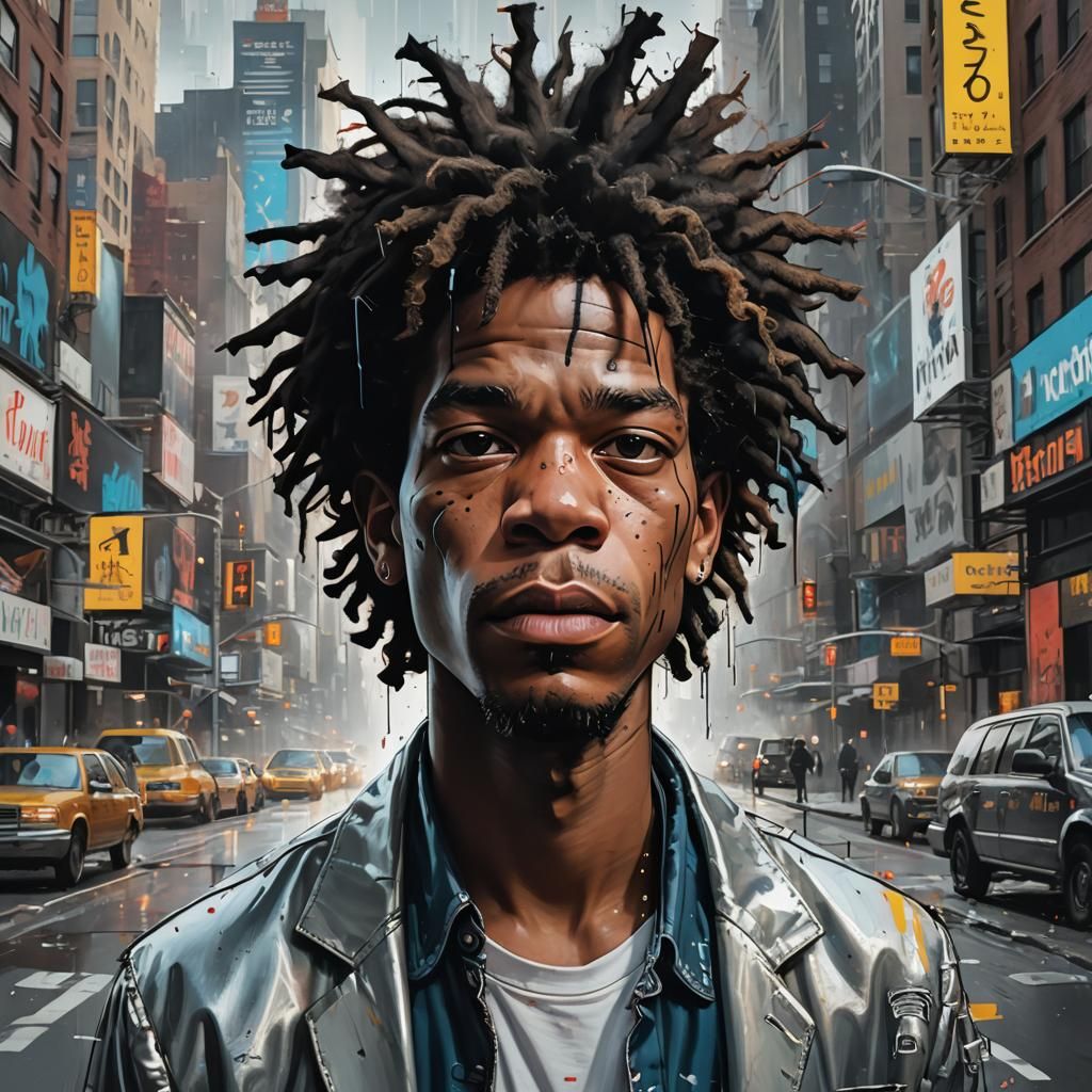 New York Street Scene in Basquiat Style