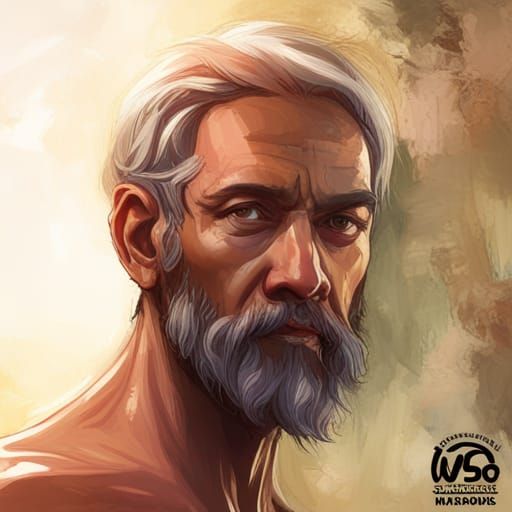 Detailed Portrait of Anaximander in Art Nouveau Style