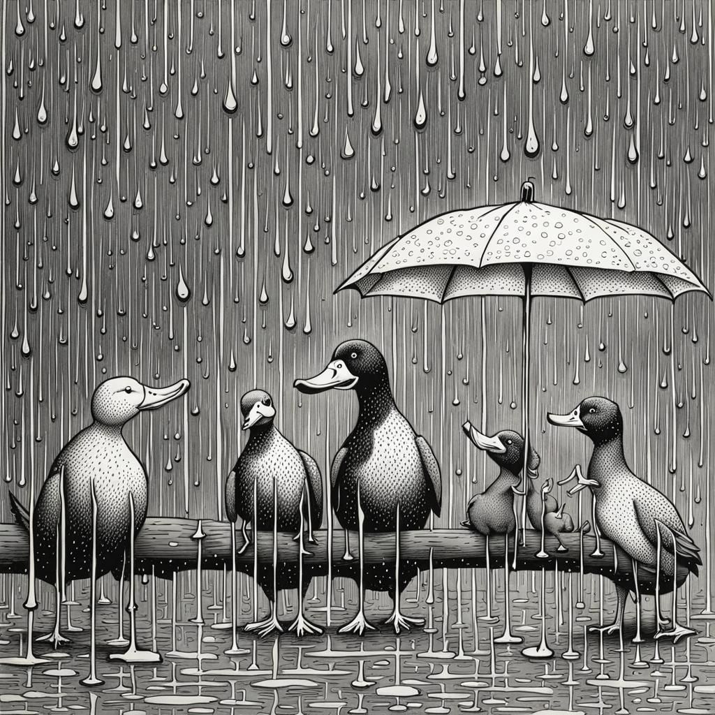 Philosophical ducks discussing the weather.